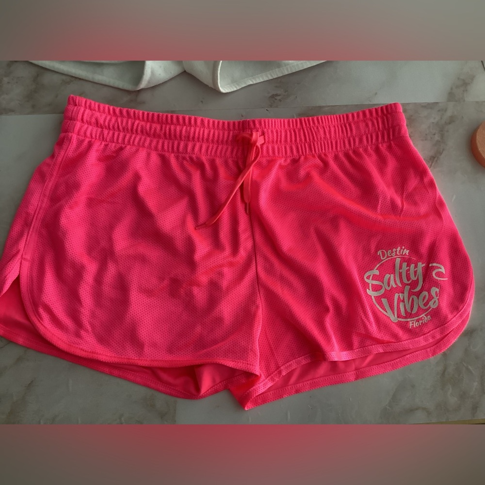 neon pink beach nylon shorts 90s